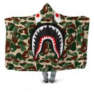 Bape Shark Camouflage Kid's Hooded Hoodie Fleece Blanket Bed Room Bedroom Home Decor #02