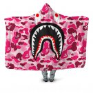 Bape Shark Camouflage Kid's Hooded Hoodie Fleece Blanket Bed Room Bedroom Home Decor #03