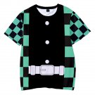 Demon Slayer Anime Tanjiro Kamado Kids Short Sleeve T-Shirt Clothing Costume 100-150cm E-5506