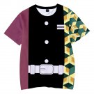 Demon Slayer Anime Giyu Tomioka Kids Short Sleeve T-Shirt Clothing Costume 100-150cm E-5508