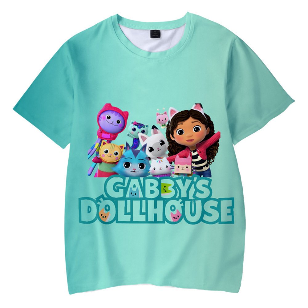 Gabby's Dollhouse Cartoon Kids Short Sleeve T-Shirt Clothing Costume ...