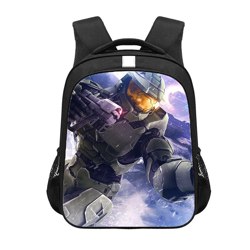 Halo Master Chief 16" Kids School Book Travel Bag Backpack Black #09
