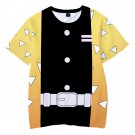 Demon Slayer Anime Zenitsu Agatsuma Kids Short Sleeve T-Shirt Clothing Costume 100-150cm E-5507
