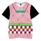 Demon Slayer Anime Nezuko Kamado Kids Short Sleeve T-Shirt Clothing Costume 100-150cm E-5509