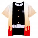 Demon Slayer Anime Kyōjurō Rengoku Kids Short Sleeve T-Shirt Clothing Costume 100-150cm E-5521