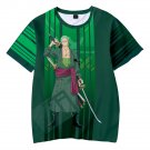 One Piece Anime Straw Hat Roronoa Zoro Kids T-Shirt Clothing Costume 100-150cm E-14445