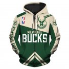 Milwaukee Bucks Adult Long Sleeve All Over Zipper Hoodie Clothing Size S-4XL