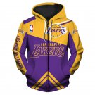 LA Lakers Adult Long Sleeve All Over Zipper Hoodie Clothing Size S-4XL
