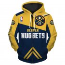 Denver Nuggets Adult Long Sleeve All Over Zipper Hoodie Clothing Size S-4XL