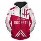 Houston Rockets Adult Long Sleeve All Over Zipper Hoodie Clothing Size S-4XL