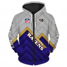 Baltimore Ravens Adult Long Sleeve All Over Zipper Hoodie Clothing Size S-4XL H20521