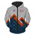 Chicago Bears Adult Long Sleeve All Over Zipper Hoodie Clothing Size S-4XL H20526