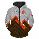 Cleveland Browns Adult Long Sleeve All Over Zipper Hoodie Clothing Size S-4XL H20528