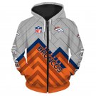 Denver Broncos Adult Long Sleeve All Over Zipper Hoodie Clothing Size S-4XL H20530