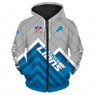Detroit Lions Adult Long Sleeve All Over Zipper Hoodie Clothing Size S-4XL H20531