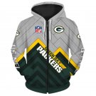 Green Bay Packers Adult Long Sleeve All Over Zipper Hoodie Clothing Size S-4XL H20532