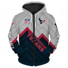 Houston Texans Adult Long Sleeve All Over Zipper Hoodie Clothing Size S-4XL H20533
