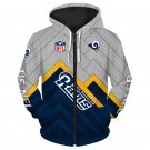Los Angeles Rams Adult Long Sleeve All Over Zipper Hoodie Clothing Size S-4XL H20538