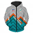 Miami Dolphins Adult Long Sleeve All Over Zipper Hoodie Clothing Size S-4XL H20539