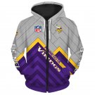Minnesota Vikings Adult Long Sleeve All Over Zipper Hoodie Clothing Size S-4XL H20540
