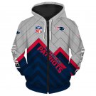 New England Patriots Adult Long Sleeve All Over Zipper Hoodie Clothing Size S-4XL H20541