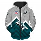 Philadelphia Eagles Adult Long Sleeve All Over Zipper Hoodie Clothing Size S-4XL H20546