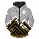 Pittsburgh Steelers Adult Long Sleeve All Over Zipper Hoodie Clothing Size S-4XL H20547