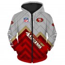 San Francisco 49ers Adult Long Sleeve All Over Zipper Hoodie Clothing Size S-4XL H20548
