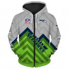 Seattle Seahawks Adult Long Sleeve All Over Zipper Hoodie Clothing Size S-4XL H20549