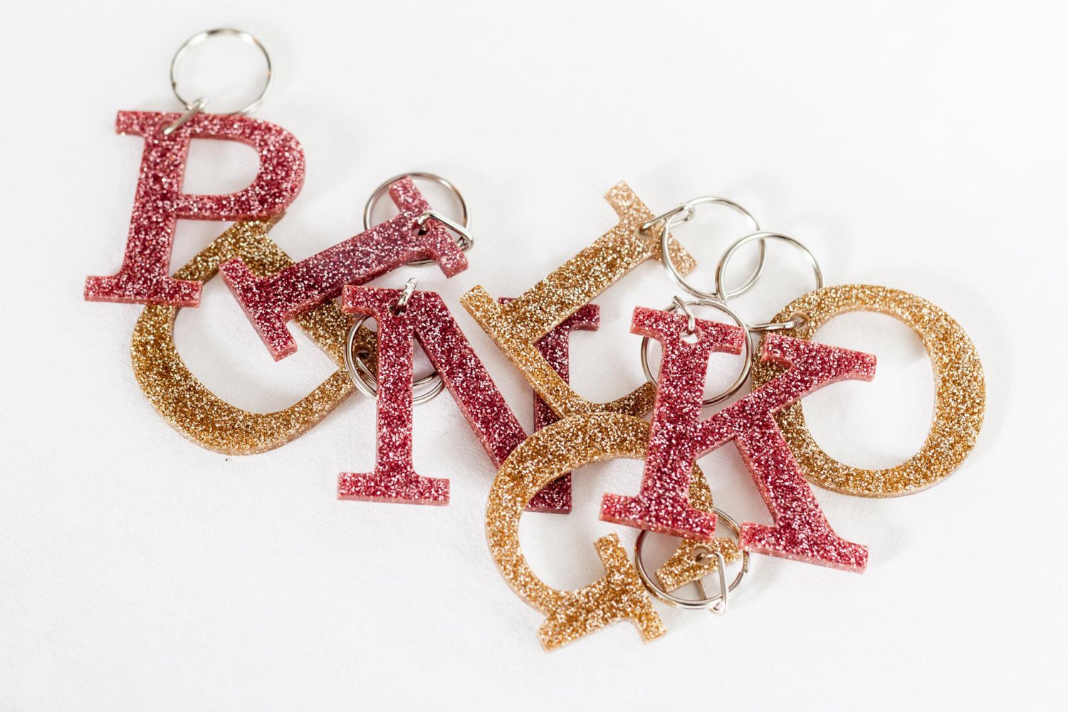 Glitter Acrylic Letter Keyring / Bag Charm