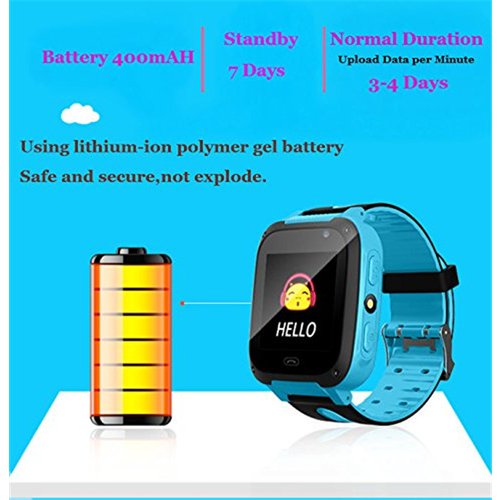 Anti-Lost Smart Watch Tracker SOS Help For Kids Camera With Flashlight Blue Best Gift