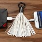 Leather Tassel Micro USB Cable Metal Ring Key Chain Charging Data for Android White