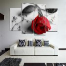 4pcs Modern Huge Wall Art Oil Painting On Canvas Red Rose Unframed Room Decor