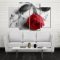4pcs Modern Huge Wall Art Oil Painting On Canvas Red Rose Unframed Room Decor
