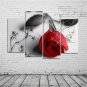 4pcs Modern Huge Wall Art Oil Painting On Canvas Red Rose Unframed Room Decor
