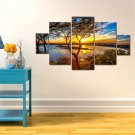 5pcs Modern Huge Wall Art Oil Painting On Canvas Sunset Unframed Room Decor