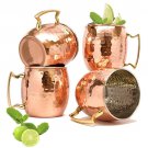 4pcs Stainless Steel Moscow Mule Mug Cup Copper Plated Drinking Hammered Mug
