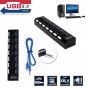 7 Port USB 3.0 Hub On/Off Switches AC Adapter Cable Splitter For Laptop Desktop--US