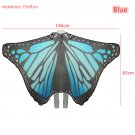 Women Scarf Butterfly Wing Cape Peacock Shawl Wrap Gifts Cute Print Scarves  Blue