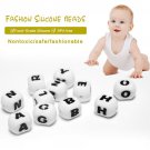 Food Grade DIY Cube Letter Silicone Teething Beads For Baby Teether 20pcs 12mm（Mixed Letters）