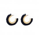 Bohemia Tassel Earrings Alloy Big Stud Earrings For Women Statement Fringe Black