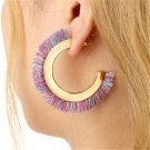 Bohemia Tassel Earrings Alloy Big Stud Earrings For Women Statement Fringe Multicolor