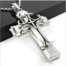titanium layer three Cross Pendant Stainless Steel Men's necklace jewelry Silver