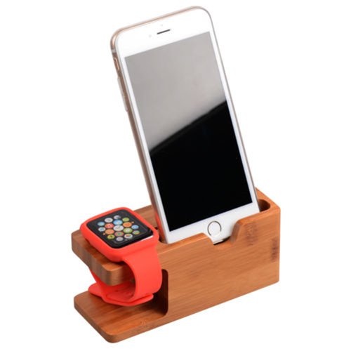 Wood Bamboo Charging Dock Station Charger Stand Holder And For iPhone