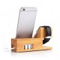 Wood Bamboo Charging Dock Station Charger Stand Holder And For iPhone