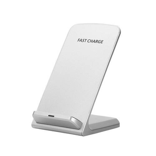10W Wireless QI Fast Charger Charging Stand Holder Silver