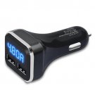 Dual USB Car Charger 4.8A Adapter LED Display Fast Charging For iPhone Samsung Black