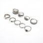 9 Pcs/Set Bohemian Gypsy Vintage Retro Style Joint Knuckle Nail Ring Set Leaves Flower Feather