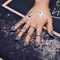 9 Pcs/Set Bohemian Gypsy Vintage Retro Style Joint Knuckle Nail Ring Set Leaves Flower Feather