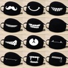 1 2pc Women Men Cotton Face Masks Pattern Solid Black Mask Fashion Cute Half Face Mouth Muffle